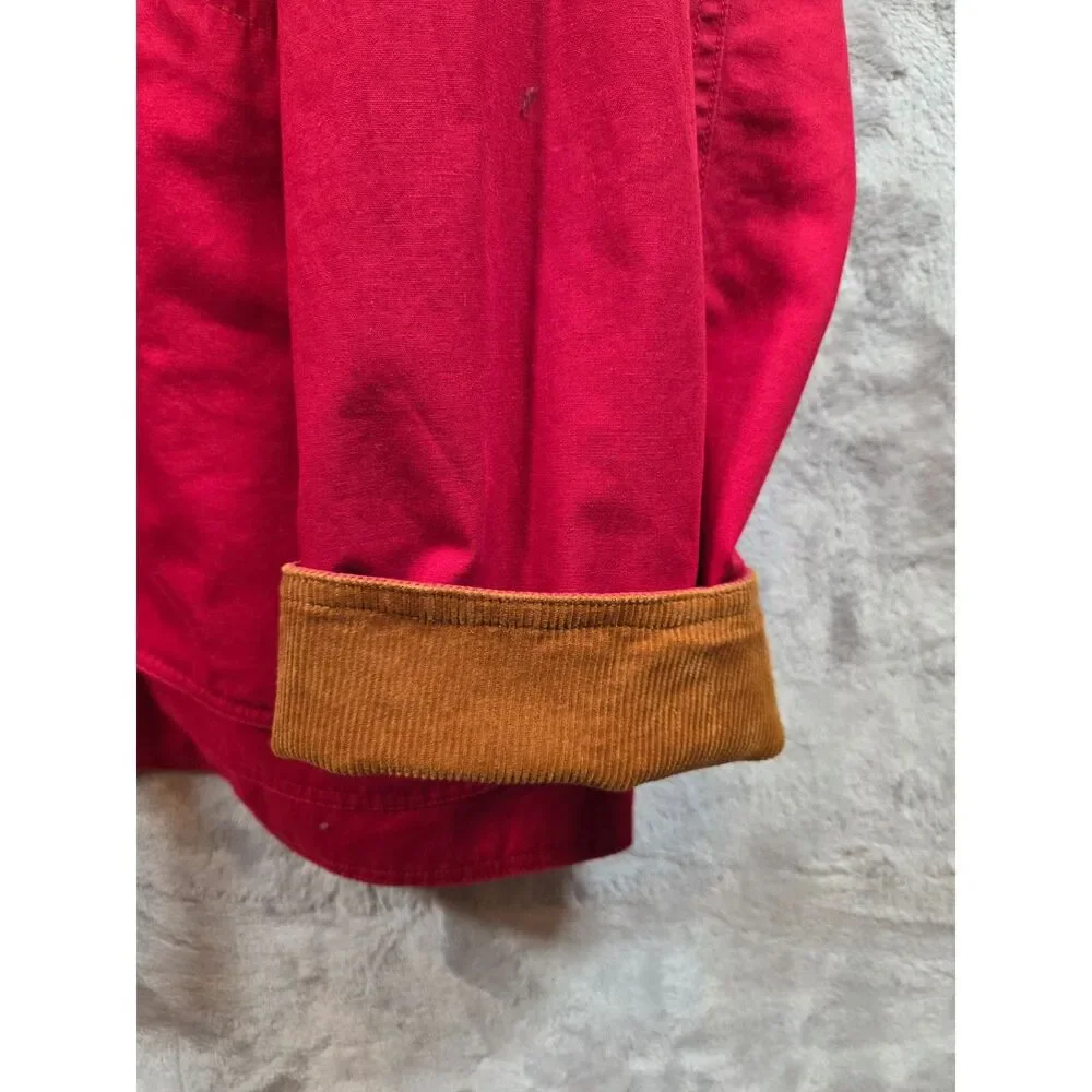 J.Crew Men’s Barn Jacket Red Cotton Canvas Corduroy Collar Plaid Lined M